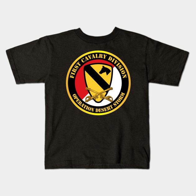 1st Cavalry Div - Red White - Operations Desert Storm Kids T-Shirt by twix123844